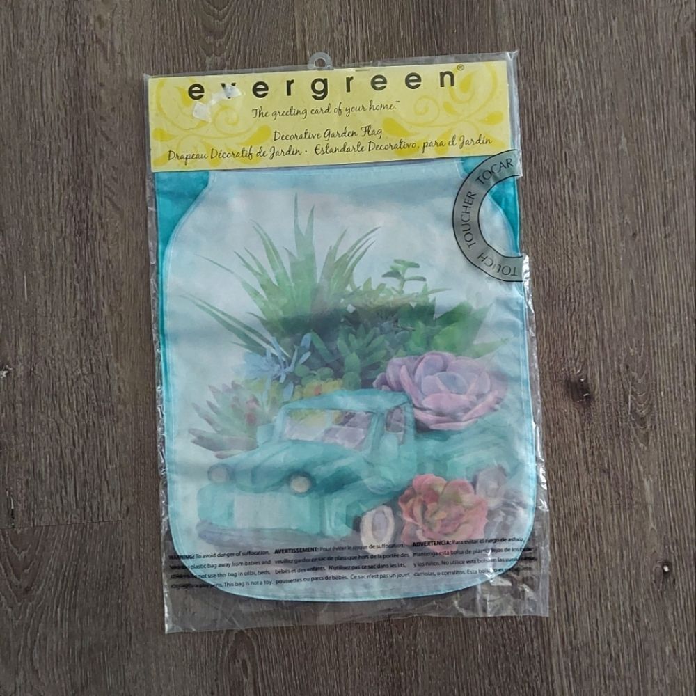 Evergreen Decorative Garden Flag - Pick Up Truck Flowers 17" × 12.5"